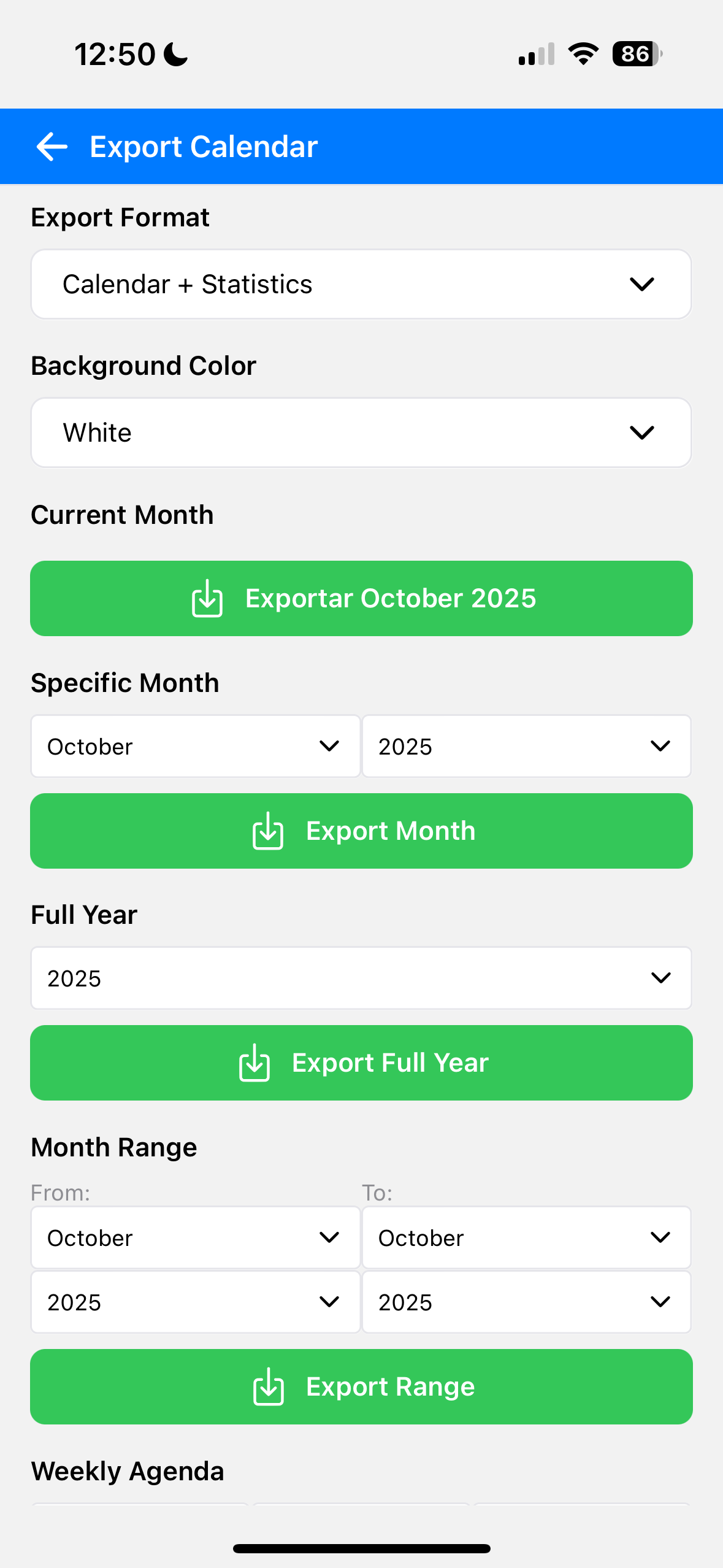 Farmalendar Export Features - Exporta toda tu información de trabajo
