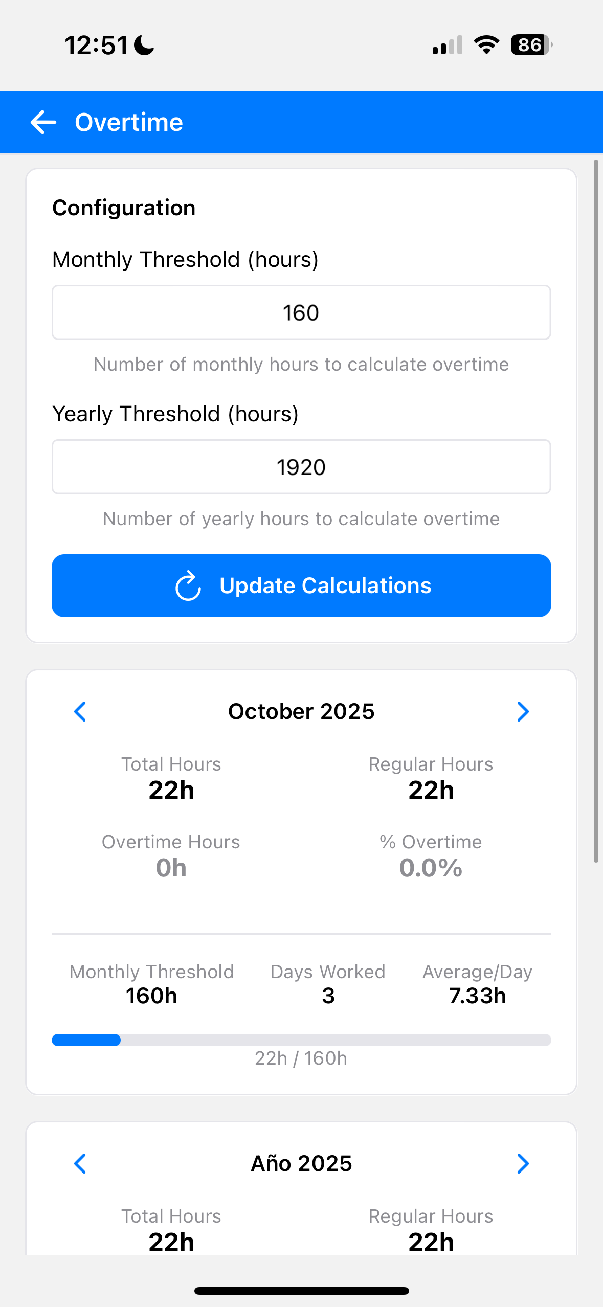 Farmalendar Extra Hours Tracking - Seguimiento de horas extra y tiempo adicional